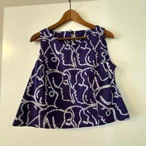 Faces Print Cotton Crop Tank